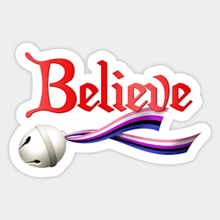 Believe Genderfluid Pride Jingle Bell Sticker